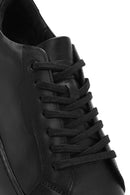 Erkek Siyah Bağcıklı Kalın Tabanlı Deri Sneaker | Derimod