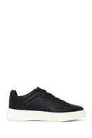 Erkek Siyah Bağcıklı Kalın Tabanlı Deri Sneaker | Derimod