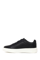 Erkek Siyah Bağcıklı Kalın Tabanlı Deri Sneaker | Derimod
