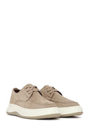 Erkek Bej Bağcıklı Kalın Tabanlı Süet Deri Casual Ayakkabı | Derimod