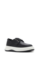 Erkek Siyah Bağcıklı Kalın Tabanlı Deri Casual Ayakkabı | Derimod