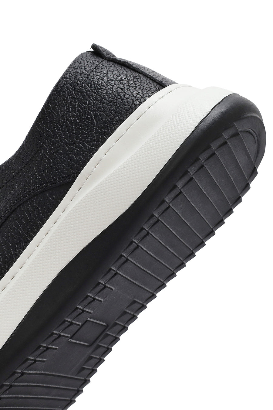 Men's Black Lace-Up Thick-Soled Leather Casual Shoes