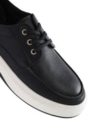 Erkek Siyah Bağcıklı Kalın Tabanlı Deri Casual Ayakkabı | Derimod