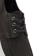 Erkek Gri Bağcıklı Kalın Tabanlı Nubuk Deri Casual Ayakkabı | Derimod