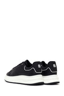Erkek Siyah Bağcıklı Kalın Tabanlı Deri Sneaker | Derimod