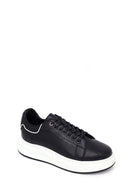 Erkek Siyah Bağcıklı Kalın Tabanlı Deri Sneaker | Derimod