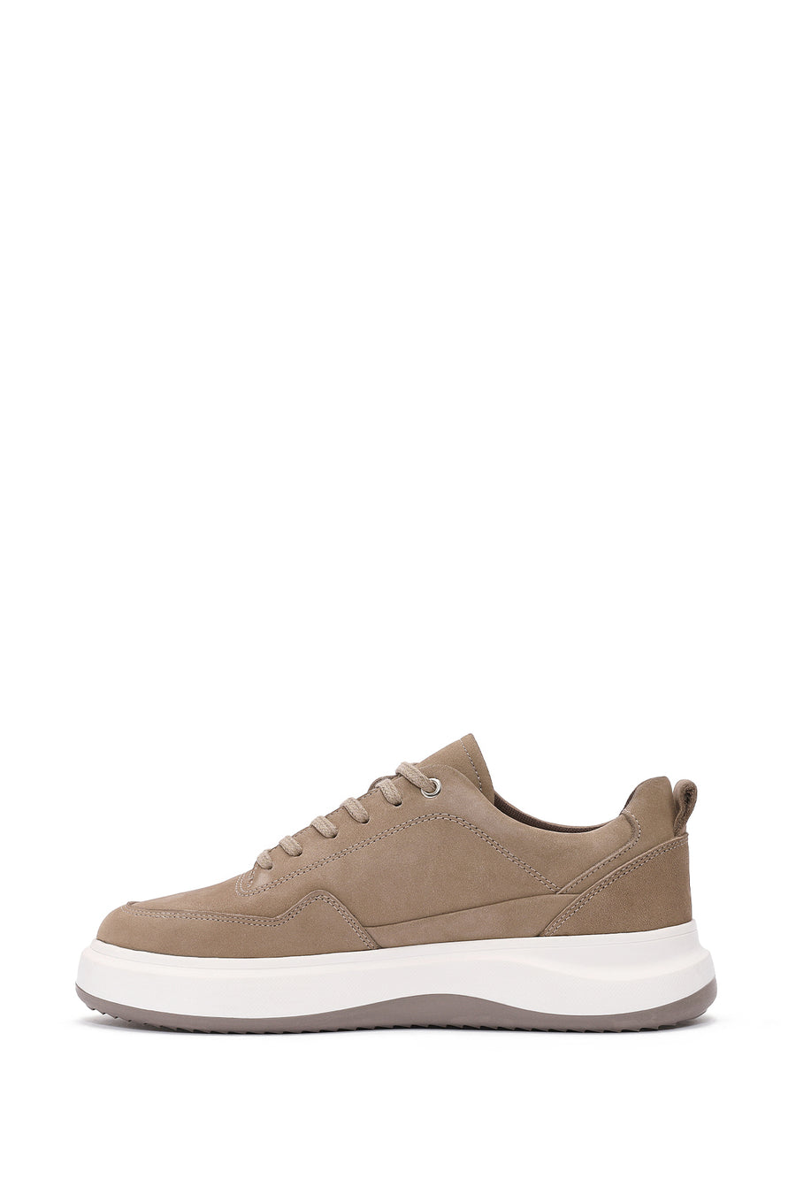 Men's Mink Lace-Up Thick-Soled Nubuck Leather Sneakers