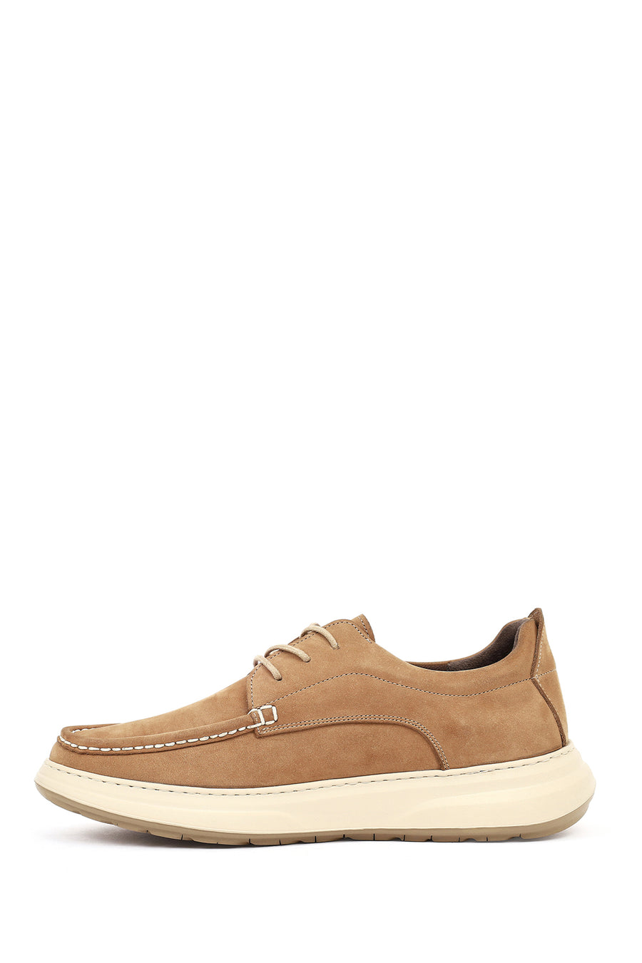 Men's Mink Color Lace-Up Chunky Sole Nubuck Leather Casual Shoes