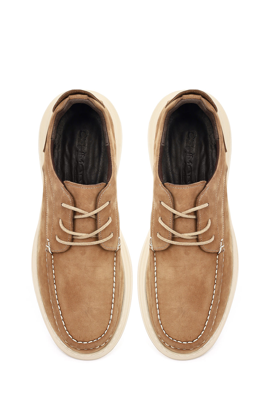 Men's Mink Color Lace-Up Chunky Sole Nubuck Leather Casual Shoes