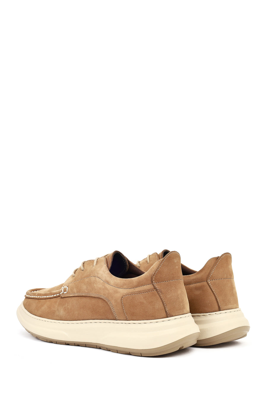Men's Mink Color Lace-Up Chunky Sole Nubuck Leather Casual Shoes