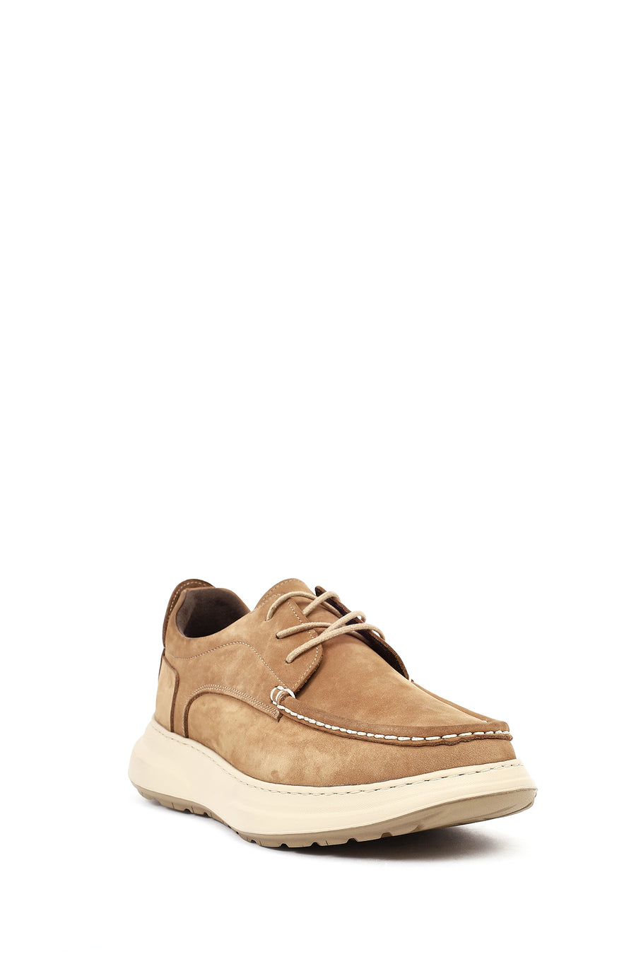 Men's Mink Color Lace-Up Chunky Sole Nubuck Leather Casual Shoes