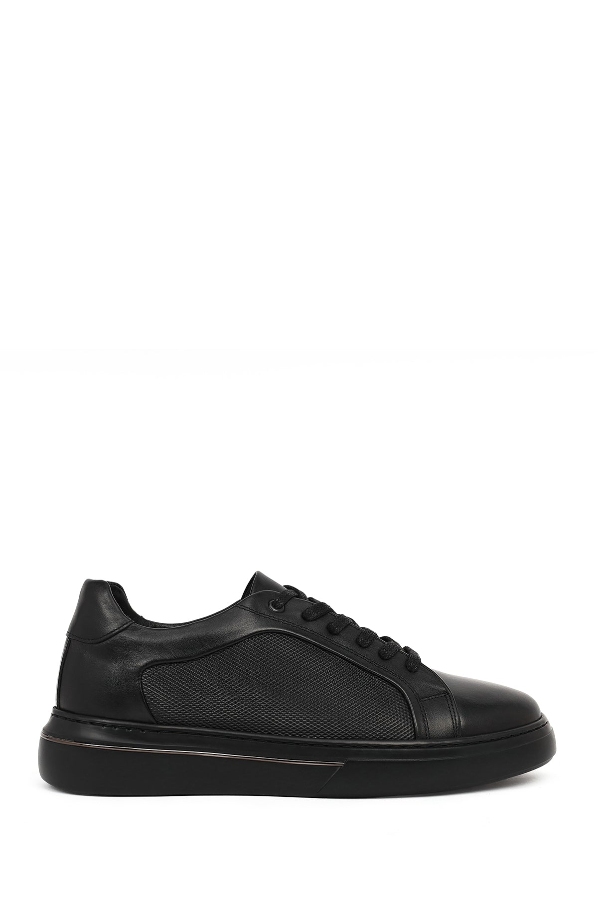 Erkek Siyah Bağcıklı Kalın Tabanlı Deri Sneaker 26SFD660918 | Derimod