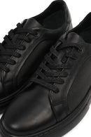 Erkek Siyah Bağcıklı Kalın Tabanlı Deri Sneaker | Derimod
