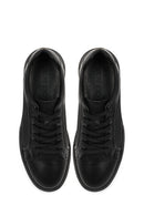 Erkek Siyah Bağcıklı Kalın Tabanlı Deri Sneaker | Derimod