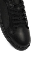 Erkek Siyah Bağcıklı Kalın Tabanlı Deri Sneaker | Derimod
