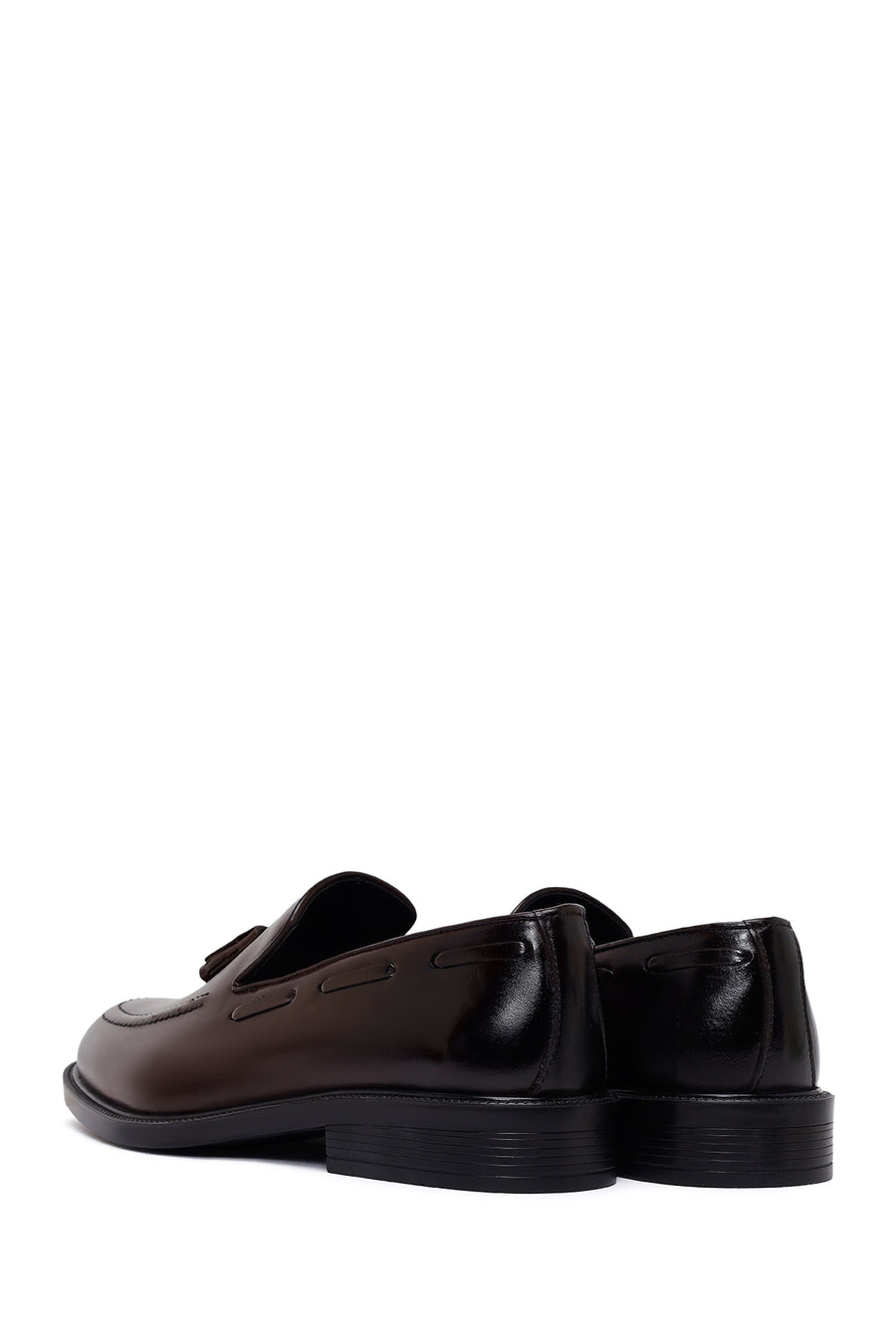 Erkek Kahverengi Püsküllü Deri Klasik Loafer