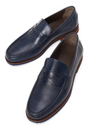 Men's Navy Blue Leather Loafer | Derimod
