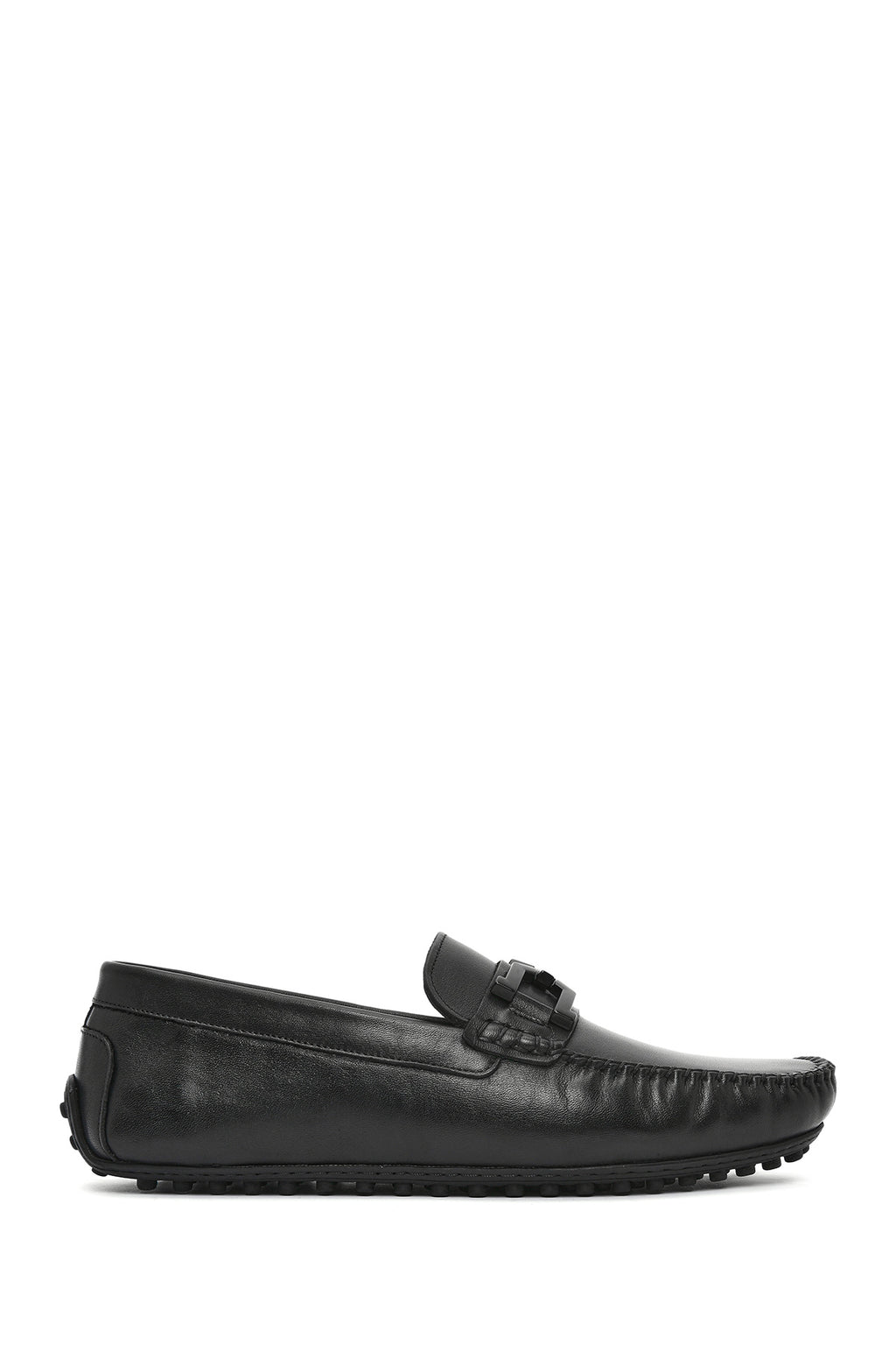 Erkek Siyah Tokalı Deri Loafer