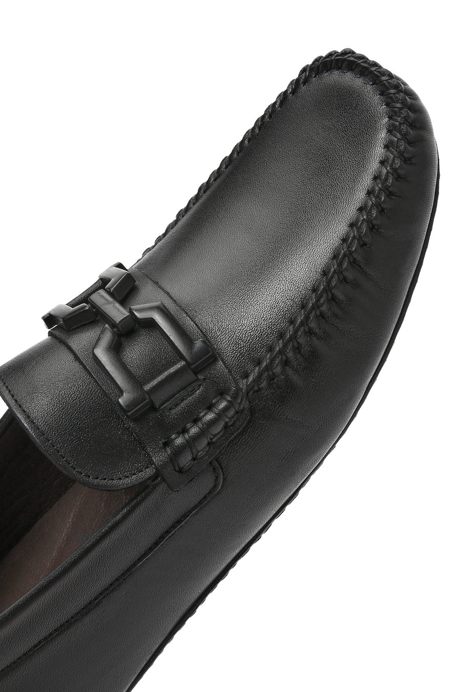 Men's Black Buckled Leather Loafer