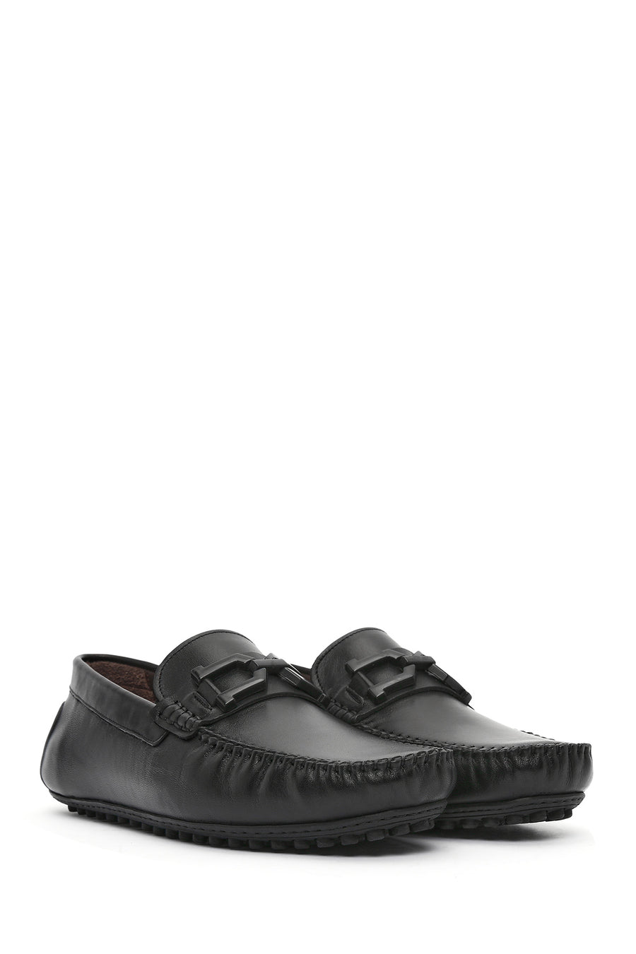 Men's Black Buckled Leather Loafer