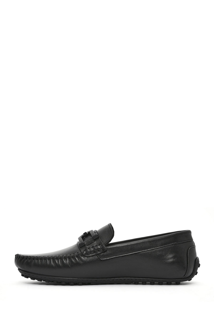 Men's Black Buckled Leather Loafer