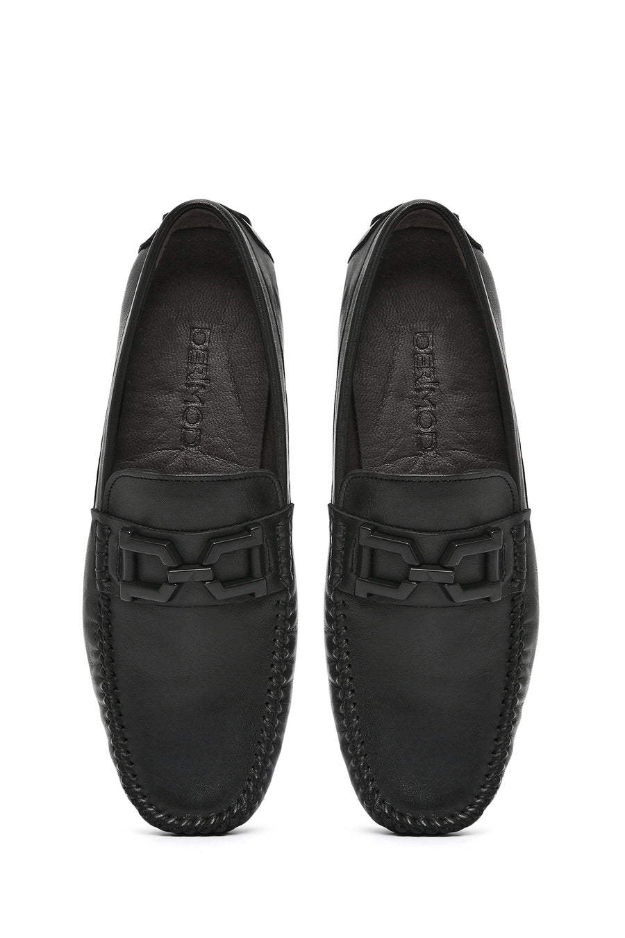 Men's Black Buckled Leather Loafer
