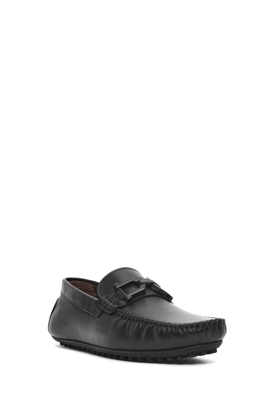 Men's Black Buckled Leather Loafer