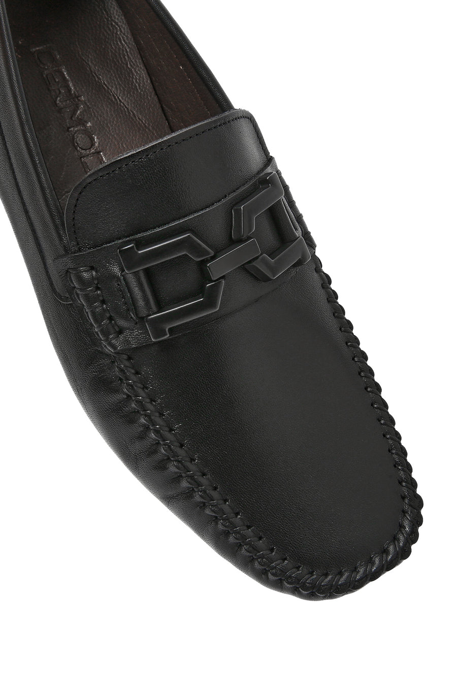 Men's Black Buckled Leather Loafer