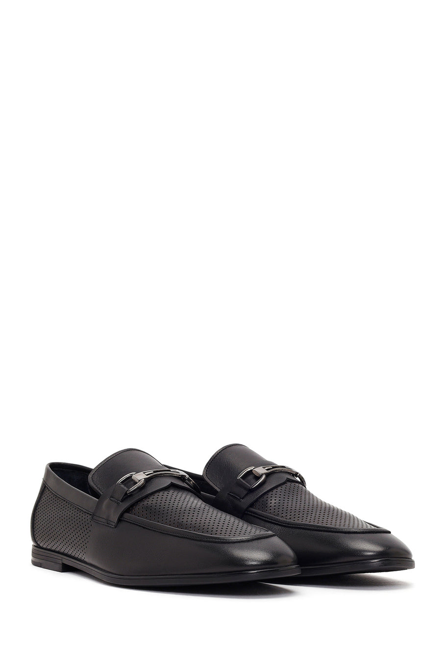 Men's Black Buckle Leather Casual Loafer