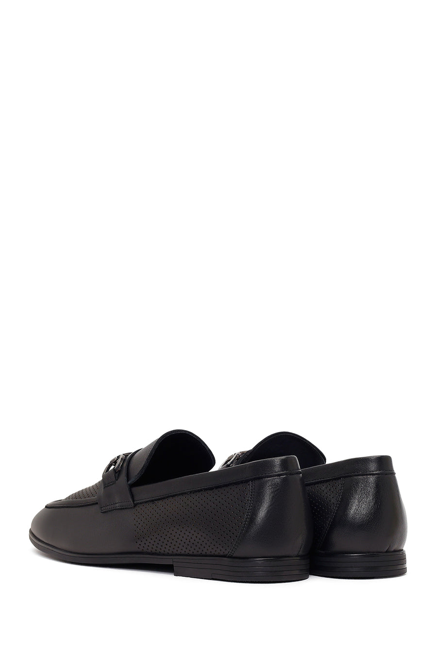 Men's Black Buckle Leather Casual Loafer