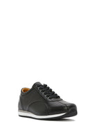 Erkek Siyah Bağcıklı Deri Casual Sneaker | Derimod