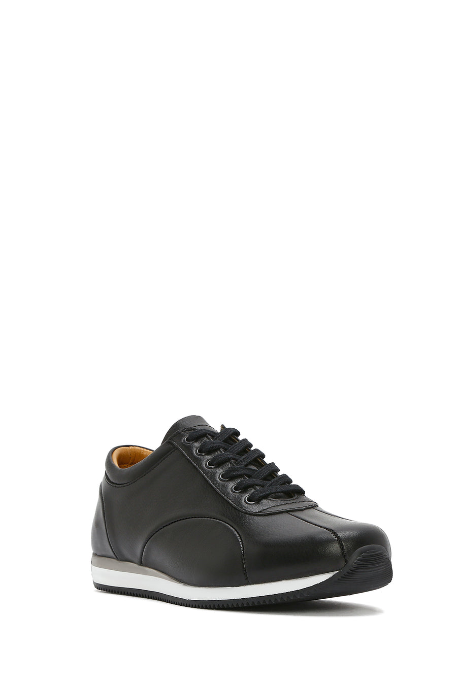 Erkek Siyah Bağcıklı Deri Casual Sneaker