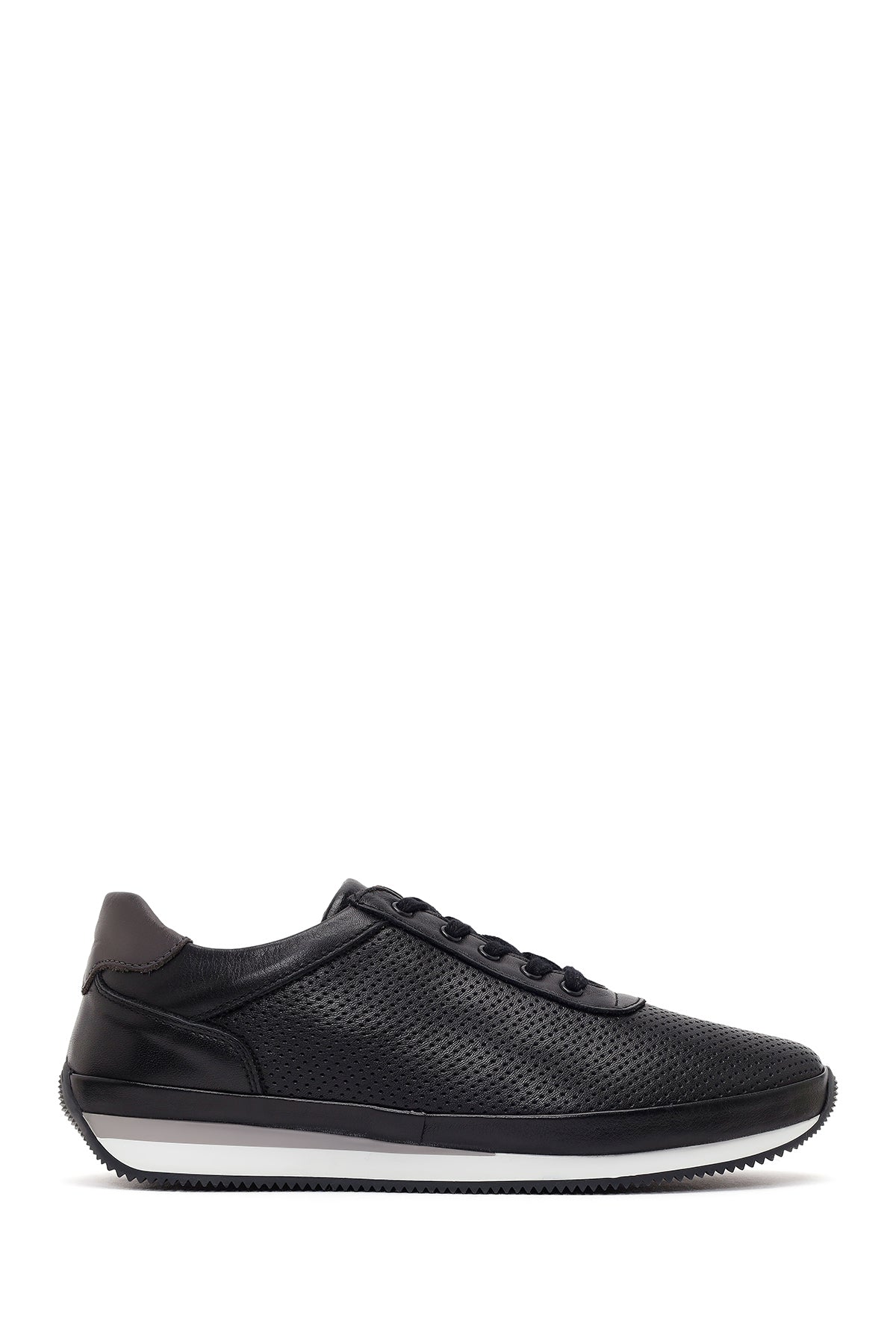 Erkek Siyah Bağcıklı Deri Casual Sneaker 26SFD674111 | Derimod