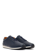 Erkek Lacivert Bağcıklı Deri Casual Sneaker | Derimod