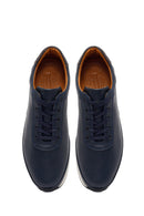 Erkek Lacivert Bağcıklı Deri Casual Sneaker | Derimod