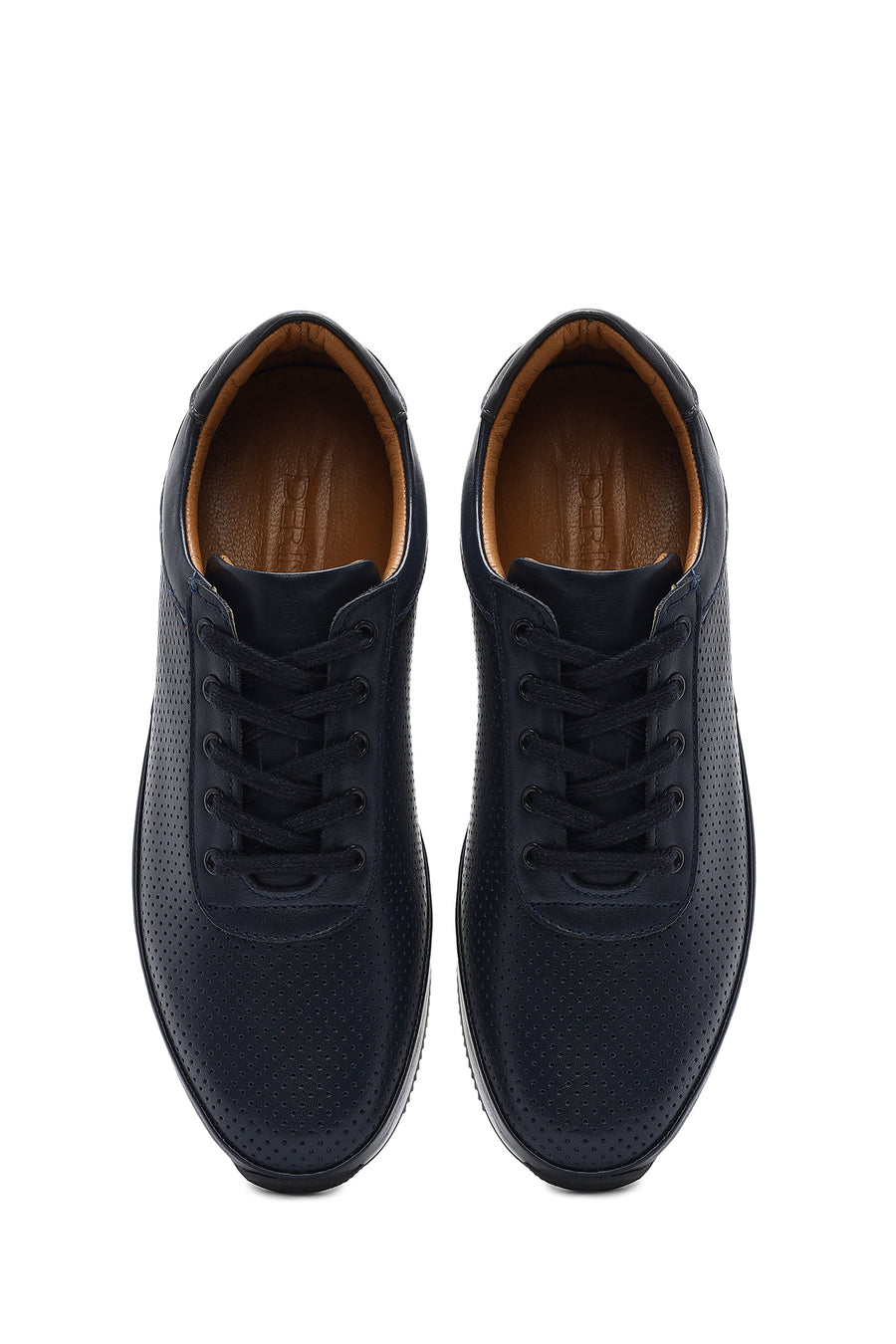 Men's Navy Blue Lace-up Leather Casual Sneaker
