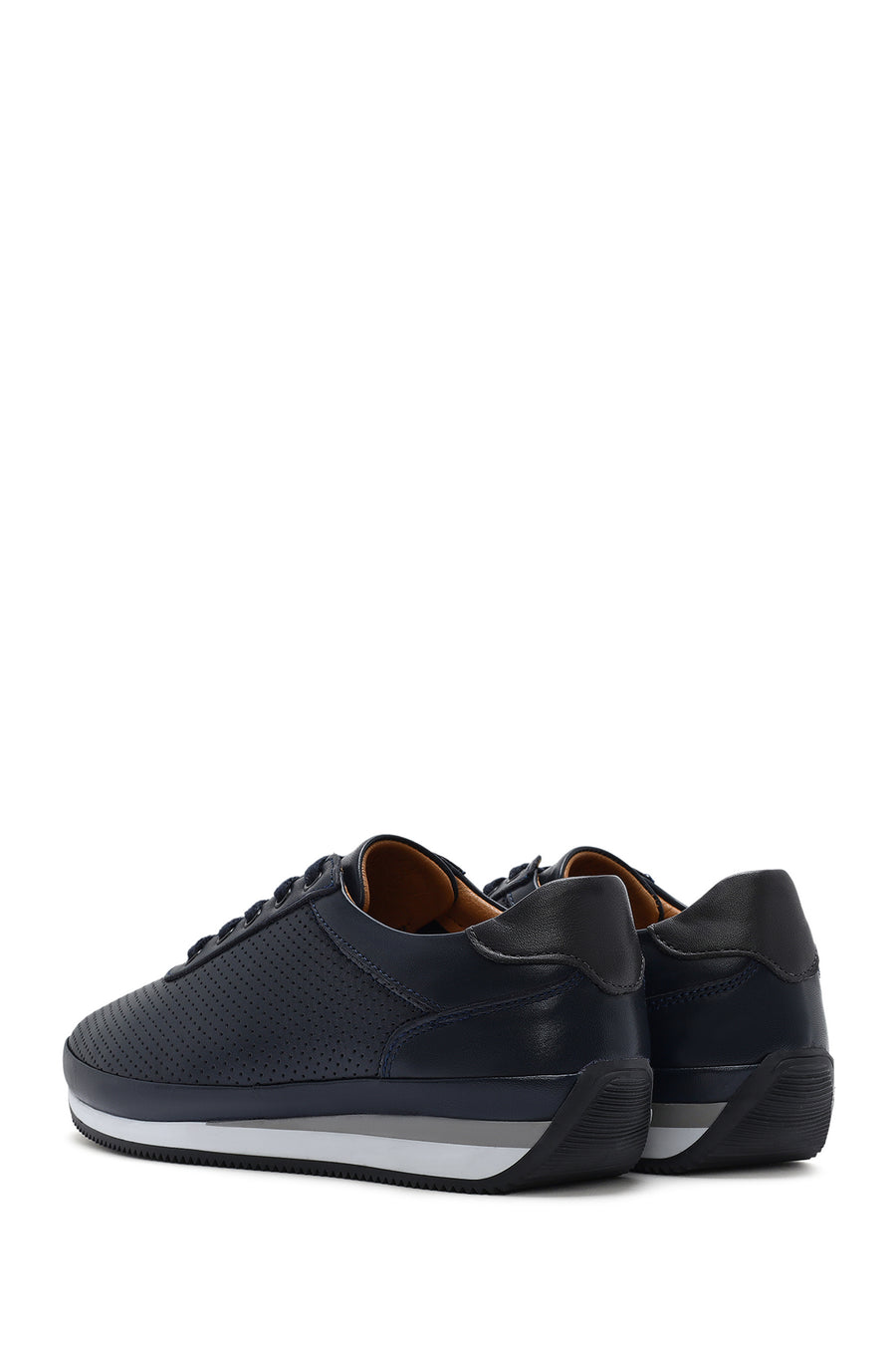Men's Navy Blue Lace-up Leather Casual Sneaker
