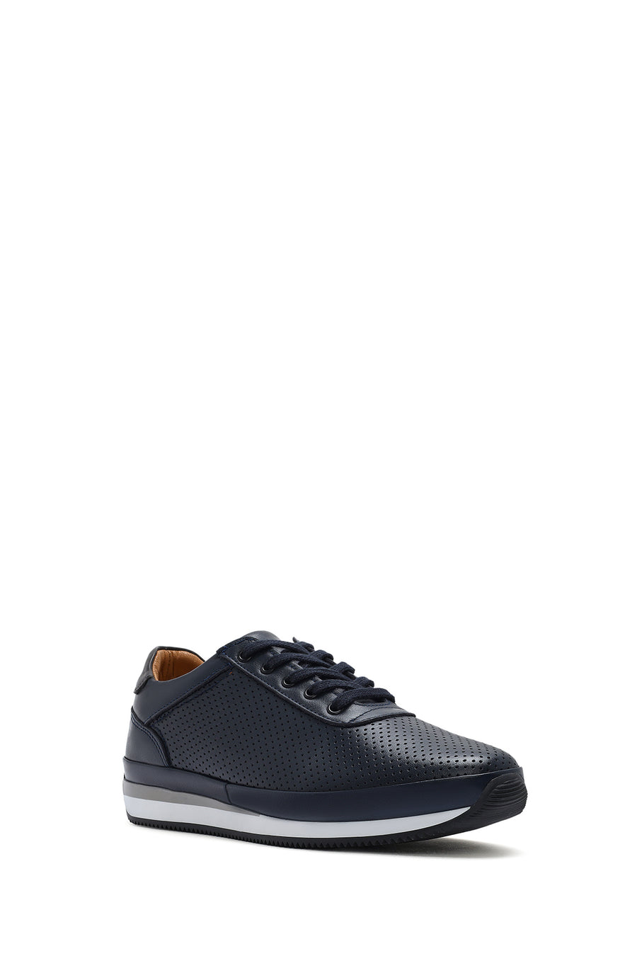 Men's Navy Blue Lace-up Leather Casual Sneaker