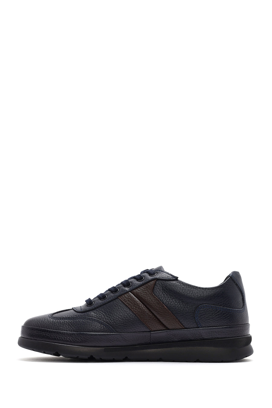 Men's Navy Blue Lace-up Leather Casual Sneaker