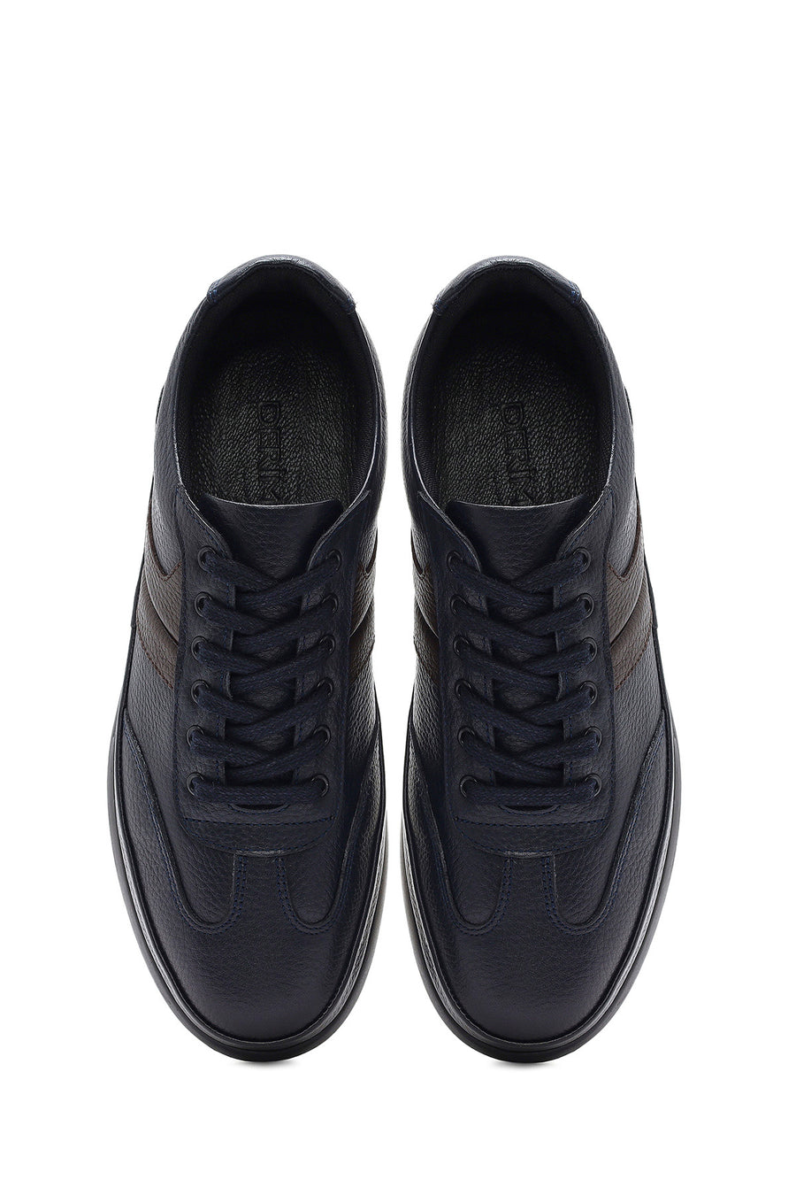 Men's Navy Blue Lace-up Leather Casual Sneaker