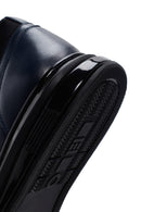 Erkek Lacivert Bağcıklı Kalın Tabanlı Deri Sneaker | Derimod