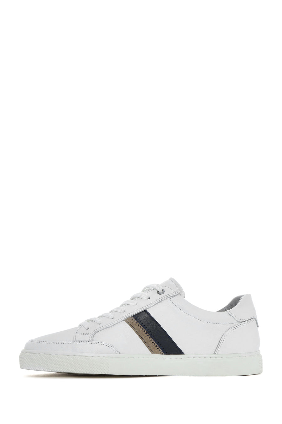 Men's White Lace-up Leather Sneaker