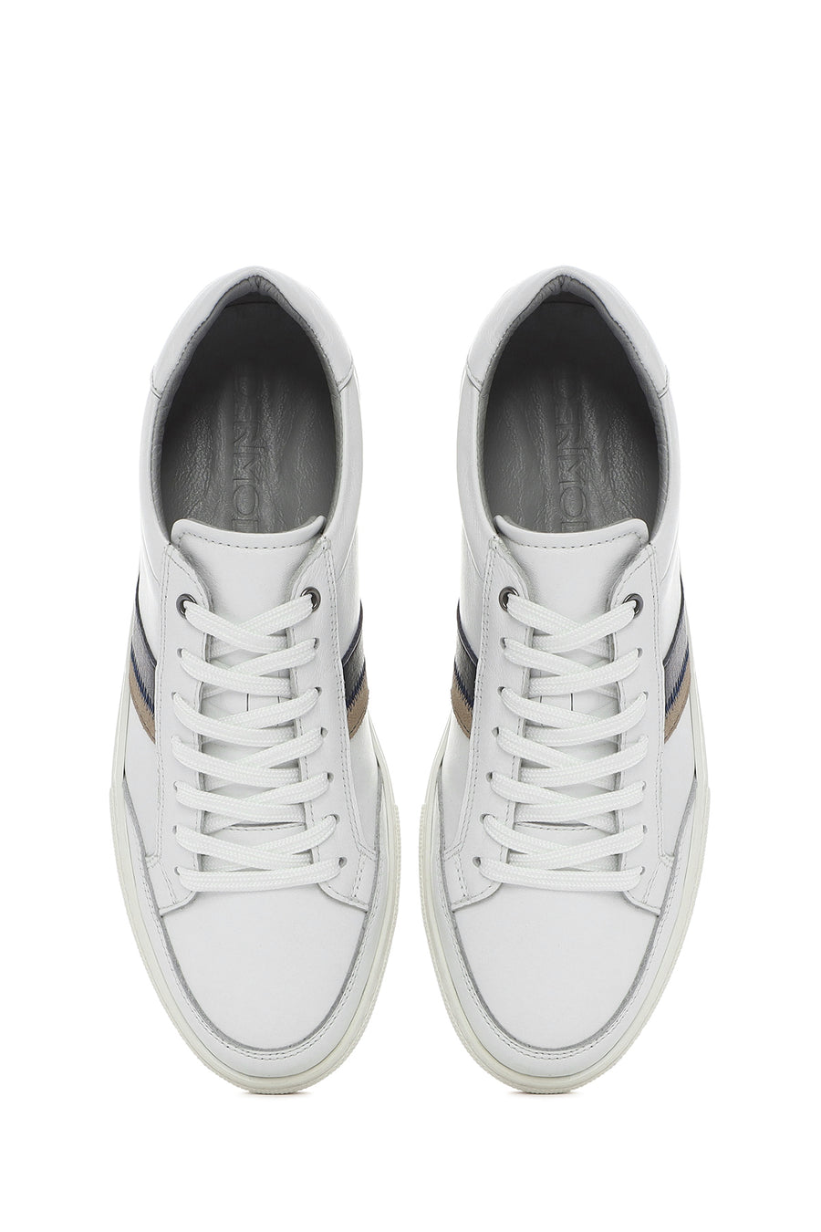 Men's White Lace-up Leather Sneaker