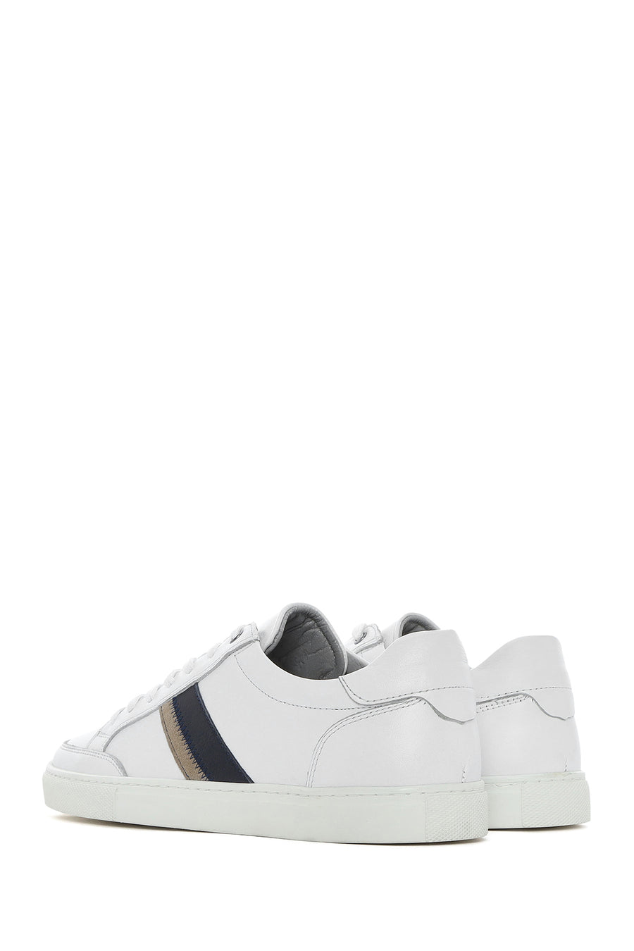 Men's White Lace-up Leather Sneaker