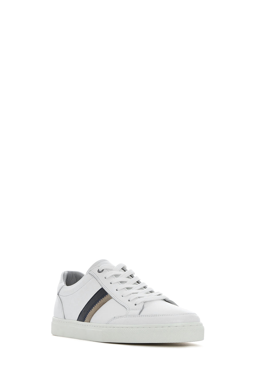 Men's White Lace-up Leather Sneaker