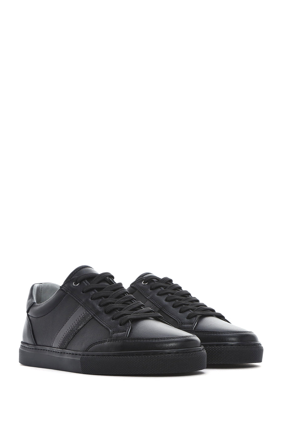 Men's Black Lace-up Leather Sneaker