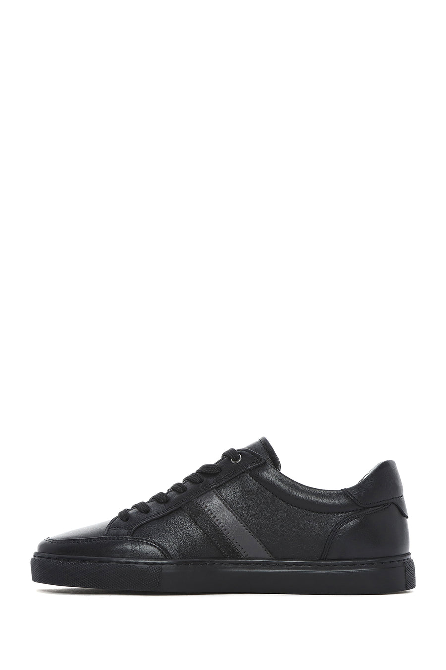 Men's Black Lace-up Leather Sneaker