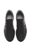 Erkek Siyah Bağcıklı Deri Sneaker | Derimod