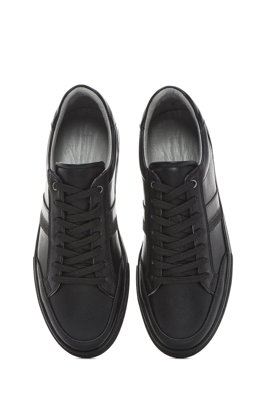 Men's Black Lace-up Leather Sneaker