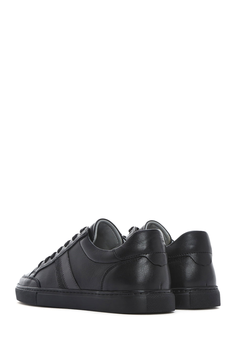 Men's Black Lace-up Leather Sneaker